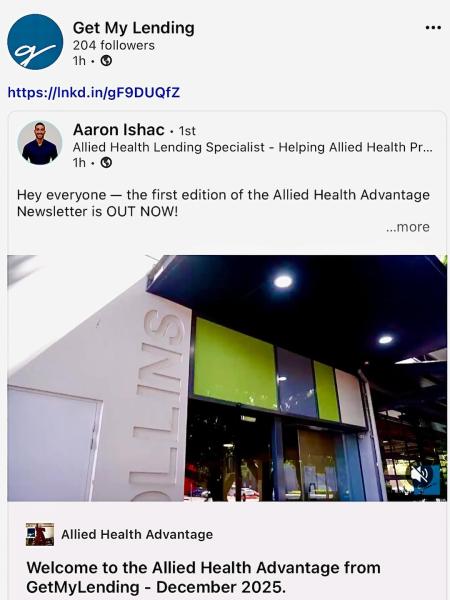 Hey everyone — our first Allied Health Advantage Newsletter is officially OUT NOW! 🚀✨

We’re starting strong with a simple breakdown of the Australian Government’s First Home Buyer initiatives — everything you need to know heading into a busy, high-interest home-buying summer. 🏡🔥

Our mission? To empower Allied Health professionals with the knowledge to strengthen your finances, grow your business, and keep transforming lives every day. 💙

Happy reading! 
https://lnkd.in/gF9DUQfZ

— Aaron & the GML Team